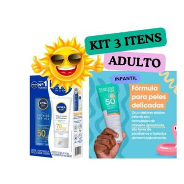 Imagem de Kit/Combro Protetor Solar FPS50 200ml + FPS70 40ml + Protetor Sunless 