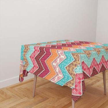 Imagem de Toalha De Mesa Quadrada 4 Lugares Tecido Oxford Étnica Estampada TL101