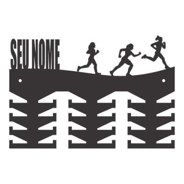 Imagem de Porta Medalhas Corrida Feminina Em Madeira Mdf 6mm Personalizado - Loj