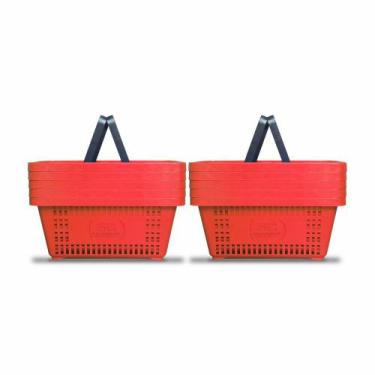 Imagem de KIT - 10 Cestos Compras Plástica D100 Cód. 3000 Vermelho - Della Plast