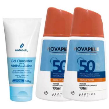 Imagem de Kit 1 Gel Clareador para Virilha e Axilas + 2 Protetor Solar Nova Pele