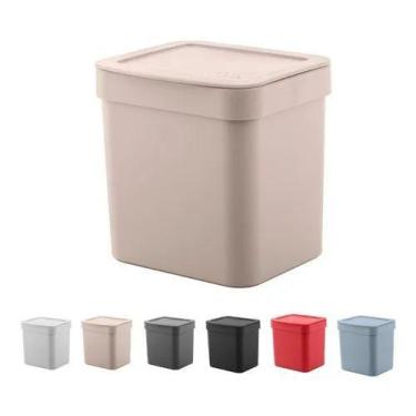 Imagem de Lixeira Pia De Cozinha 4,7l Casa Banheiro Cesto Lixo Ou Bege