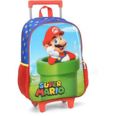 Imagem de Mochila Infantil com Rodinha Super Mário BROS G Azul - Luxcel