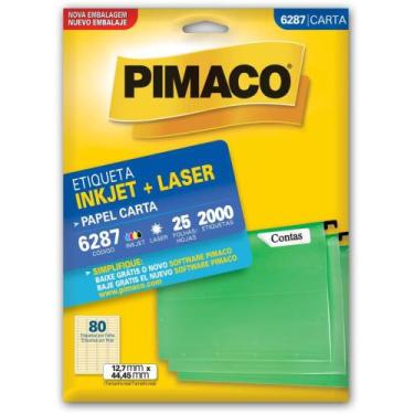 Imagem de Etiqueta Carta 6287 25 Folhas 12,7X44,45MM  2000 Unidades - Pimaco