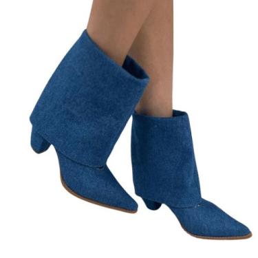 Imagem de Bota em Couro, Bico fino - Ref 552  Via Telli, Jeans m, 38