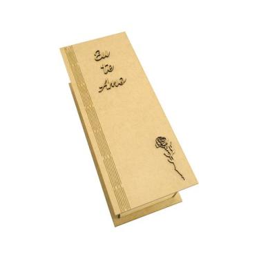 Imagem de Caixa Para Mini Vinho Chandon Tampa Dobravel Com Aplique Eu Te Amo e R