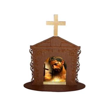 Imagem de Display Enfeite de Mesa Religioso Capelinha Oratório Pai em Tuas Mãos 