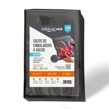 Imagem de Saco Preto e Transp Gofrado para vácuo 20x30cm Pacote c/100 - Selovac