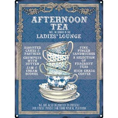 Imagem de Afternoon Tea Lounge Vintage Style Metal Sign Iron Painting for Indoor & Outdoor Home Bar Coffee Kitchen Wall Decor 8 X 12 Inch
