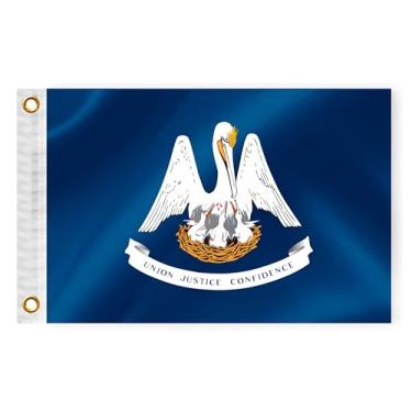 Imagem de Bandeira náutica do estado da Louisiana 30 x 45 cm dupla face 3 camadas LA Marine Flag Nylon pequeno iate vela pontão barco ATV bicicleta caminhão motocicleta banner latão ilhós patriótico fora (LA)
