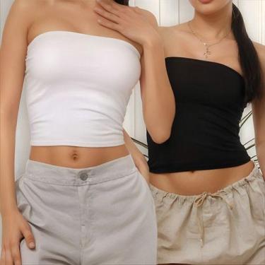 Imagem de Kit Duas Peças sem alça Blogueirinha Top Faixa Sem Bojo - BTXModa&Co.,