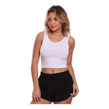 Imagem de Top Fitness Nadador Feminino Lisa Blusa Básica - MC Digital, P, Branco