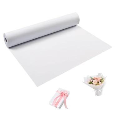 Imagem de Rolo de papel de embrulho de artesanato 45,7 cm x 3,048 cm de cavalete branco para crianças, material de arte, quadro de avisos, rolo de papel kraft para embalagem, envio, buquê de mudança de flores,