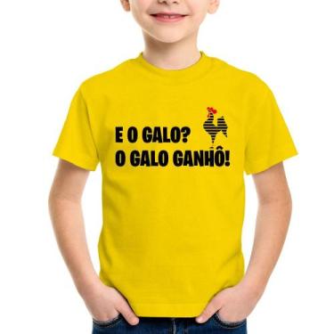 Imagem de Camiseta Infantil E o galo O galo ganhô! - Foca na Moda, Amarelo, 6