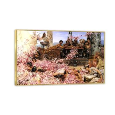 Imagem de MOBYAT Moldura dourada The Roses of Heliogabalus por Lawrence Alma Tadema Prints, reprodução de pintura a óleo, impressão giclée em tela, arte de parede pronta para pendurar para decoração de quarto
