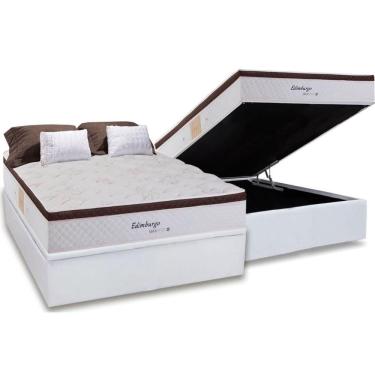 Imagem de Cama Box Baú Casal: Colchão Molas Masterpocket Ensacadas Herval Maxspring Edimburgo + Base Crc Courano White (138x188)