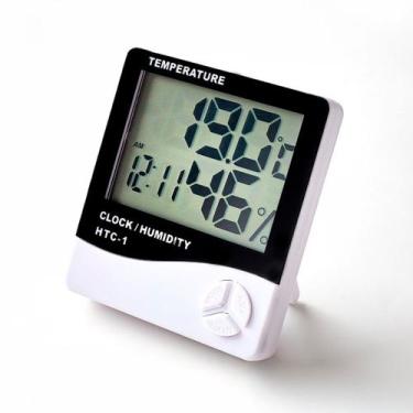 Imagem de Higrômetro Digital Sensor Umidade Com Relógio E Termômetro
