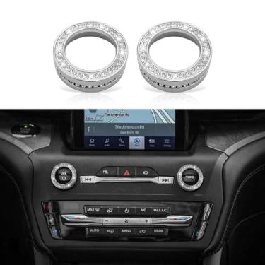 Imagem de HHLOU Acessórios Bling para Ford Explorer 2020 2021 2022 2023 2024 2025 Capa de botão de modo de acionamento Peças interiores de metal cristal brilhante 2 peças (botão AC)