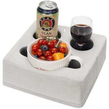 Imagem de G GOOD GAIN Travesseiro para sofá, copo à prova de derramamento e organizador multiuso para sofá, cama, carro, praia – comporta canecas, telefone, lanches, controle remoto, design KeepTemp