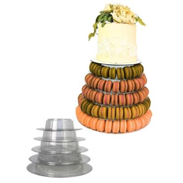 Imagem de Tabuleiro Torre 5 Pisos para Bolo e Macarons Suporte para Doces Finos Elegante Centro de Mesa Festa Casamento