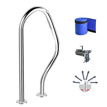 Imagem de Trilho de apoio para piscina, corrimão de entrada de piscina, parafuso de expansão M8, fácil de montar, à prova de ferrugem, trilhos para escadas, capacidade de carga de 200 kg