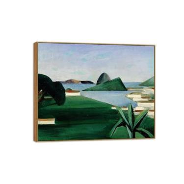 Imagem de Tarsila do Amaral Famosas Impressões em Tela-Imagem arte parede lona-Moldura Madeira Pintura decoração quarto Sala de estar(Rio Janeiro) 20x25cm