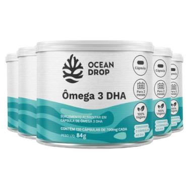 Imagem de Kit 5 Ômega 3 DHA 700mg Ocean Drop Vegano 120 Cápsulas