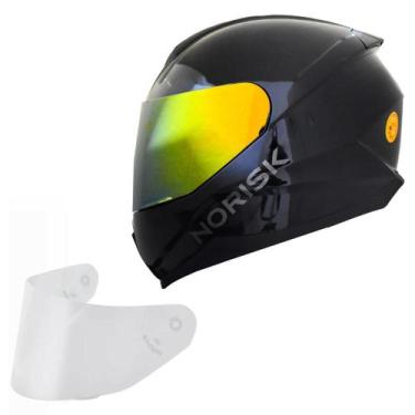 Imagem de Capacete Norisk Razor Monocolor Preto + Viseira Dourada, Preto, 61/62