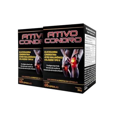 Imagem de Kit 2x Ativo Condro 60 Cápsulas Dor No Joelho Glucosamina Com Colágeno Tipo 2