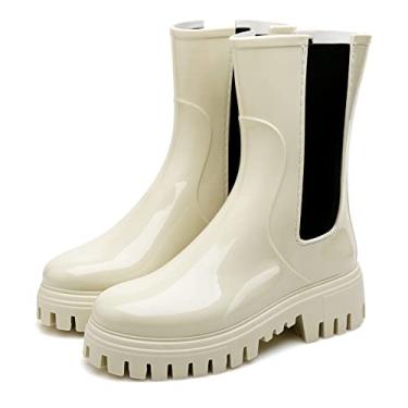 Imagem de Hsttgsr Botas De Chuva Femininas, Borracha Impermeáveis Pvc Para Jardim, Curtas Chelsea, Elásticas Antiderrapantes, Calçados Quintal, Fazenda, Trabalho Ao Ar Livre