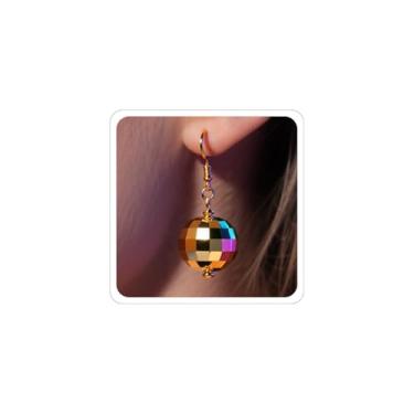 Imagem de Brincos de bola de discoteca, roupas femininas dos anos 70, ouro, prata, discoteca, festa, dança, brincos pendurados, acessórios de Natal, Halloween, bijuterias, Metal, Sem pedra preciosa