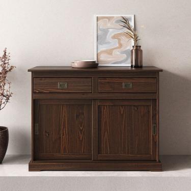 Imagem de Armário Buffet Vintage Madeira 2 Portas Correr Cor Imbuia Savona