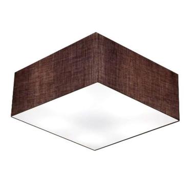 Imagem de Plafon Quadrado Md-3053 Cúpula em Tecido 21/60x60cm Café - Bivolt