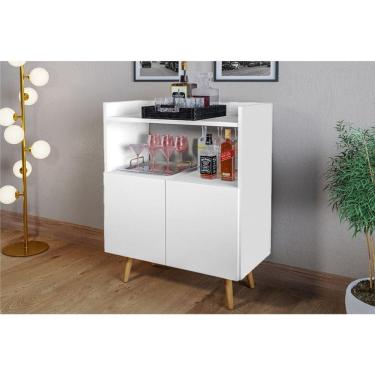 Imagem de Buffet Aparador Retrô Suiça Com 2 Portas Pés Palito Branco