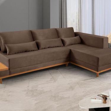 Imagem de Sofá de Canto 4 Lugares com Chaise M-174 2,56m Molas Bonnel Almofadas 