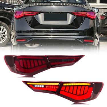 Imagem de Conjunto de luzes traseiras de LED compatível com Nissan Sentra B18 2020-2026 SV SR Animação de inicialização sinal de seta dinâmico acessório de lâmpadas traseiras vermelhas [luz de ré única]