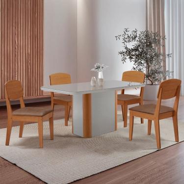 Imagem de Mesa de Jantar Isadora 120cm Tampo MDF Vidro com 4 Cadeiras Copper