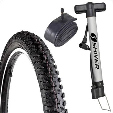 Imagem de Pneu bicicleta Levorin Excess aro 26 x 1.95 Cravudo banda leve + Camara bico grosso + Bomba de ar