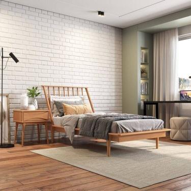 Imagem de Cama de Solteiro + 1 Mesa de Cabeceira Nordik Caramel