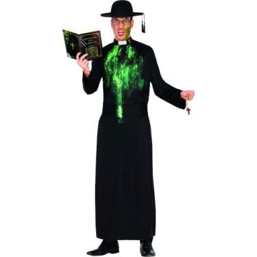 Imagem de Fantasia Masculina Adulta de Halloween Roupa Padre Exorcista Jesuita S