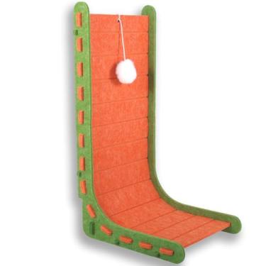 Imagem de Arranhador para gatos, Feltro para arranhador de gatos Mellowkin com brinquedo de bola de pelúcia, arranhador de gatos tipo L, material resistente ao desgaste, material de feltro, protege os móveis de