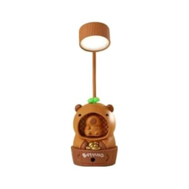 Imagem de Luminária de Mesa Capivara Infantil - Apontador+Luz Noturna, Bateria 8h, Cores Suaves, Carregamento USB(Grama verde luz noturna)