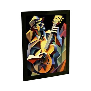 Imagem de Quadro Decorativo Violão Antigo Blues Ilustração Geométrica Decoração Poster Quarto Sala