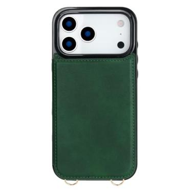 Imagem de HAOMRIYL Capa carteira para iPhone 17 Pro Max/17 Pro/Air/17, compartimentos para cartões ocultos, capa de couro com suporte, proteção fina, à prova de choque, capa de negócios, verde, 17 Pro