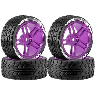 Imagem de WLYEJEA 1/10 Metal RC On-Road Wheel Tires 2.55" OD 5-Spoke Wheel hub and Rally Tires 12mm Hex Fit for 1/10 Tamiya TT01 TT02 XV02 XV01 WLtoys HSP Kyosho WR8 RedCat Sakura HPI