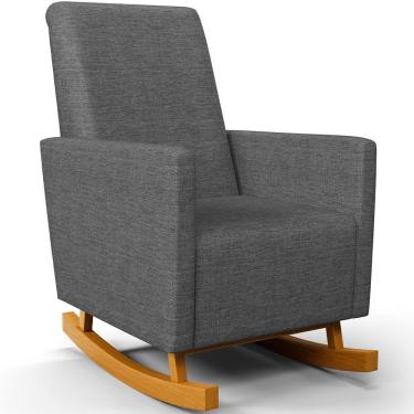 Imagem de Poltrona de Amamentação com Balanço Ravena W01 Linho Cinza Escuro - Lyam Decor