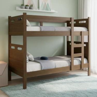Imagem de Beliche Solteiro Compacta 2 em 1 Robusta e Segura Vira Duas Camas Elegantes (Legno)