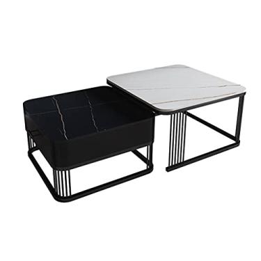 Imagem de Mesa de centro de design simples, mesa de café, mesa de chá, multifuncional, mesa de coquetel, mesa lateral industrial de mármore, usada para decorar quarto, sala de estar, escritório, mesa lateral