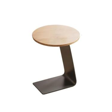Imagem de Mesa lateral minimalista moderna e minimalista sofá mesa lateral pequena chá redonda economia de espaço sala de estar quarto varanda (natural)