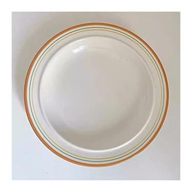 Imagem de Prato de serviço prato de refeição simples prato padrão de linha prato de café da manhã prato de sobremesa prato de salada prato fundo prato plano prato de sopa pratos brancos (cor: laranja, tamanho